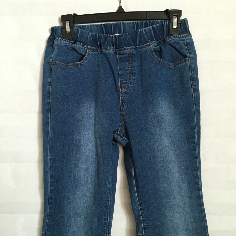 Aaron & Amber Women Jean Pants Size M Cotton Blend Elastic Waist Pull On Pockets - Picture 3 of 11